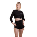 #Choose Your Set_DEEP BLACK SET - FULL SLEEVES CROP TOP & SHORTS