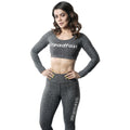 Full Sleeves Grey Crop Top Leggings Set